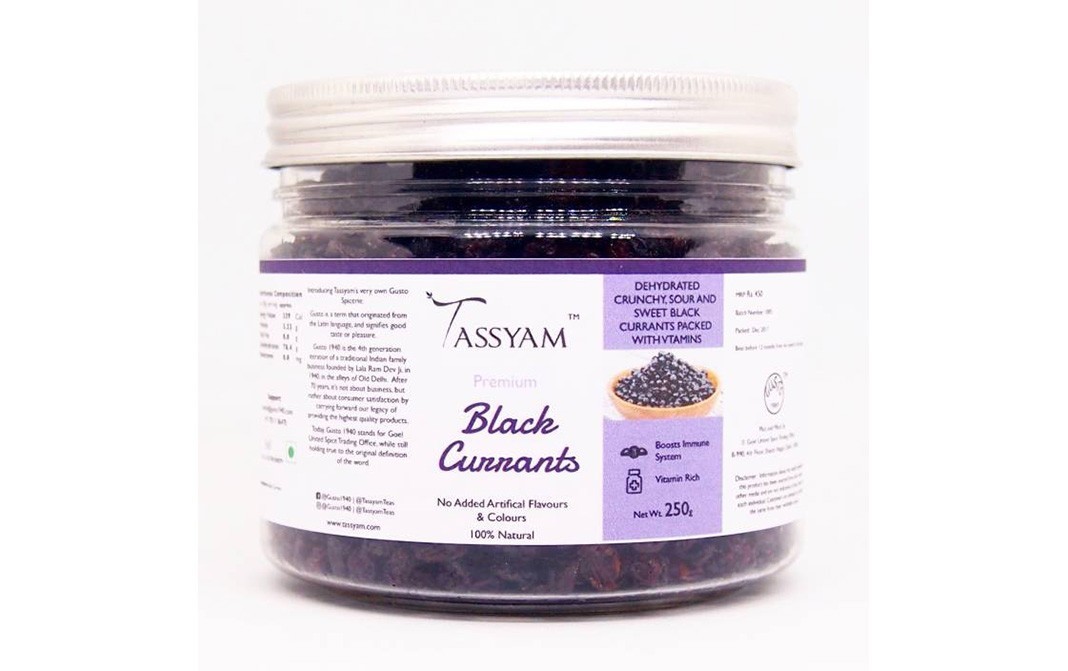 Tassyam Black Currants    Glass Jar  250 grams